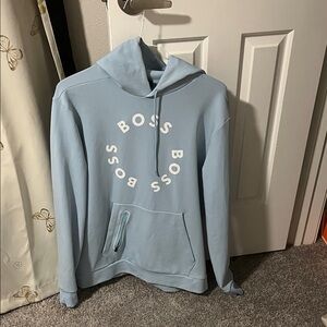 Boss Men's Light Blue Hoodie Sweater